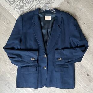 Vintage Pendleton Navy Blue Wool Blazer Suit Jacket 18 Made in‎ USA Plus Size
